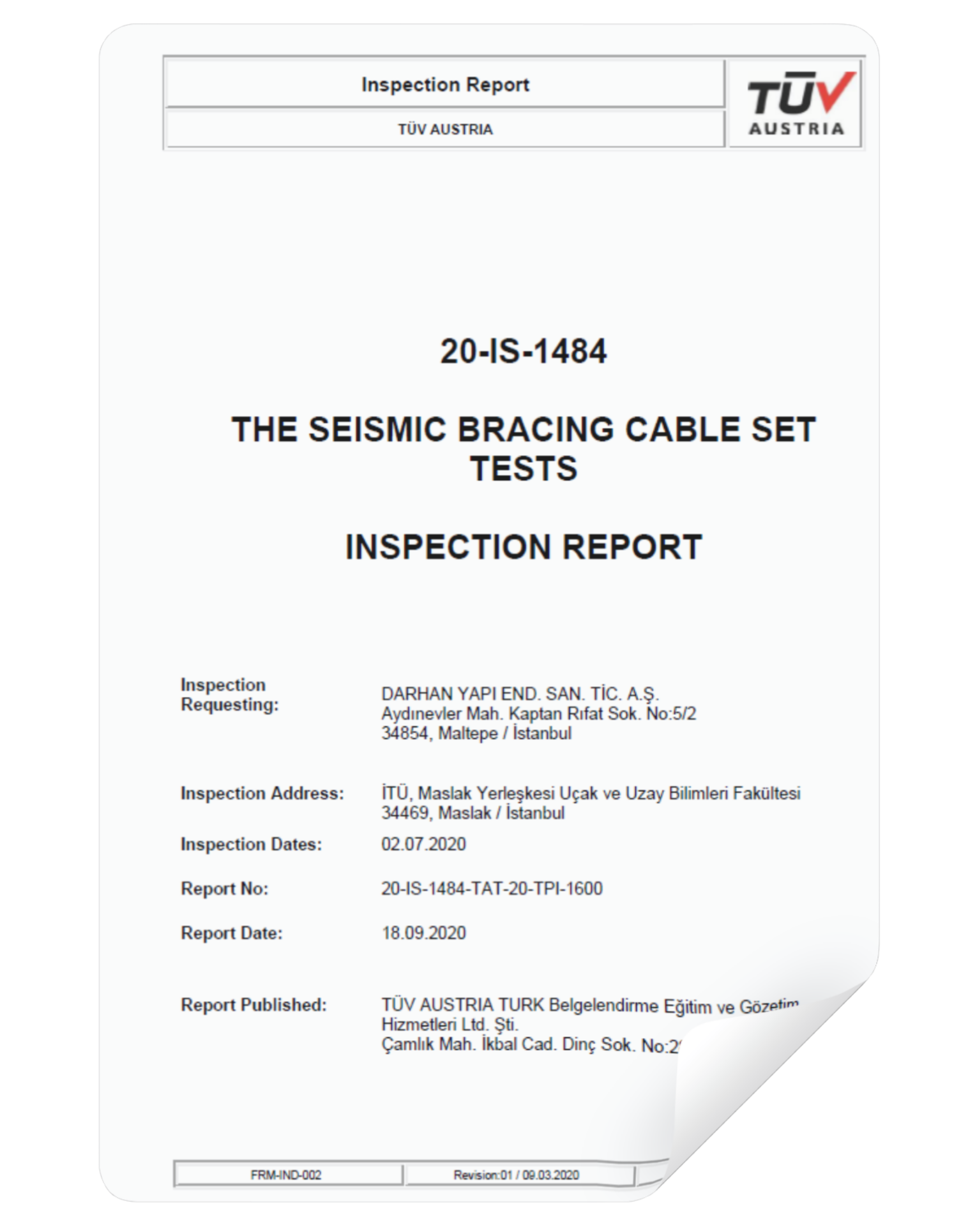TUV AUSTRIA ANSI-ASHRAE - 171 (Seismic Cable)