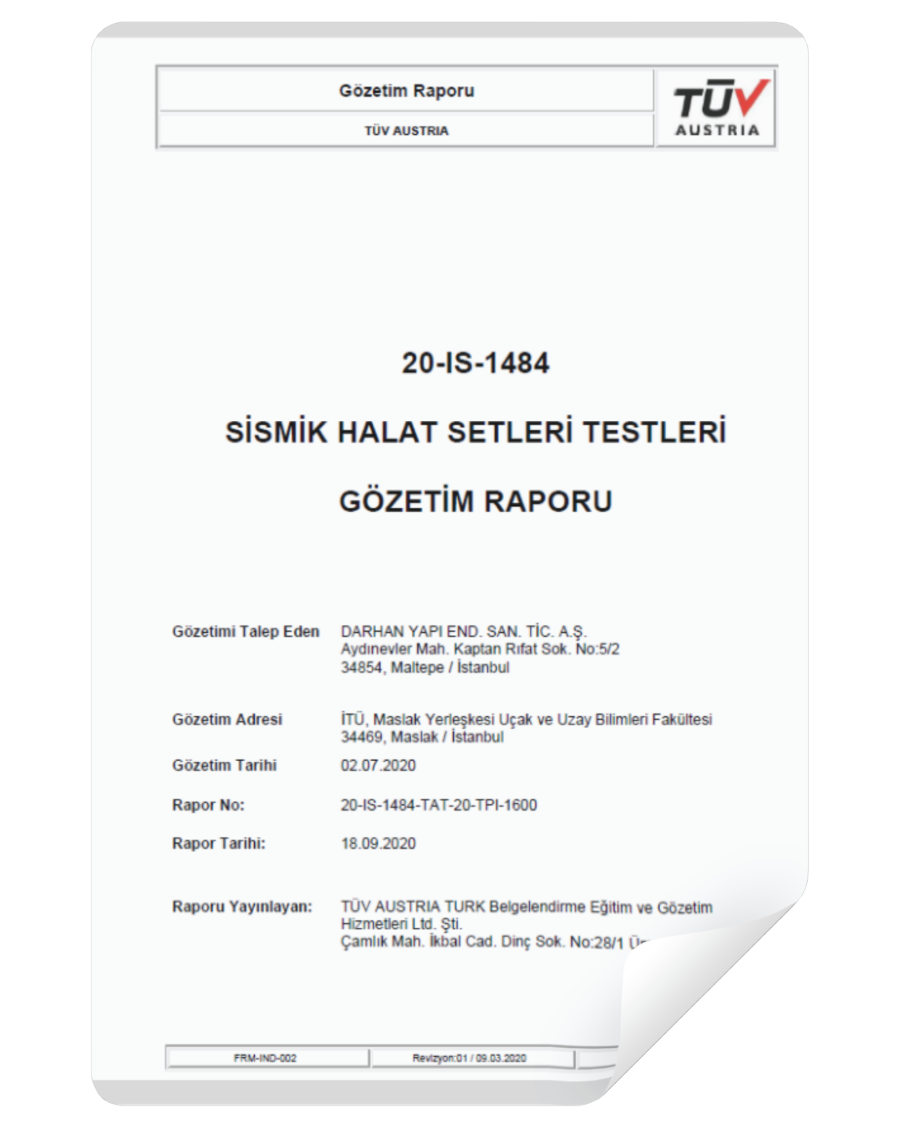 TUV AUSTRIA ANSI-ASHRAE - 171 (Sismik Halat)